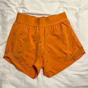 Lululemon Hotty Hot Shorts HR 4” Orange Foil